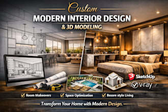 design modern interior space with 3d modeling and layout planning