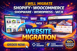 migrate shopify woocommerce shopware wordpress wix website migration theme