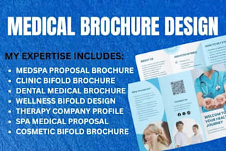 do bifold trifold brochure, company profiles for medspa, medtech, healthcare