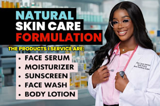 develop cosmetics formulas for creams, serums and face wash products development