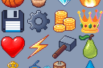 create custom 32x32 pixel art icons and assets for your indie game