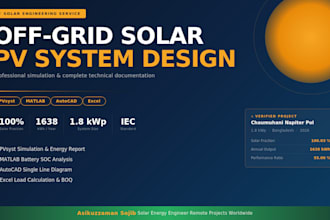design off grid solar system with pvsyst simulation report and matlab analysis