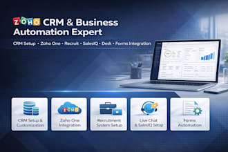 setup zoho CRM, zoho recruit, zoho one, zoho salesiq, zoho desk and zoho forms