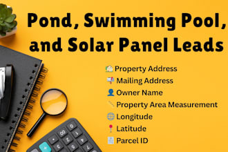 provide property owner data for homes with ponds, swimming pools, solar panels