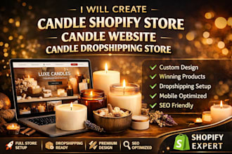 create candle shopify store candle website candle dropshipping store