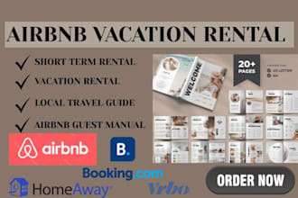design airbnb property welcome book tour guide, house manual vrbo welcome guide