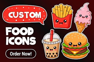 design custom food icons for restaurant and apps