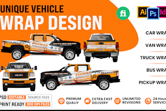 design a creative wrap for your van, car, bus, truck etc