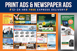 professional newspaper ads, print jobs editable newsletters