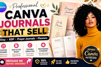 design a professional canva journal prayer or digital planner for KDP or etsy