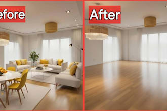 remove objects and declutter real estate interior photos