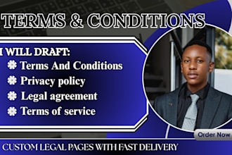 write terms and conditions, privacy policy, legal contract and agreement