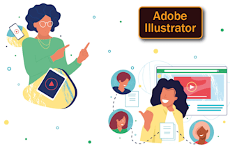 create flat vector illustrations for saas and education