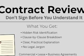 review your contract, agreement lease etc and explain risks in plain english