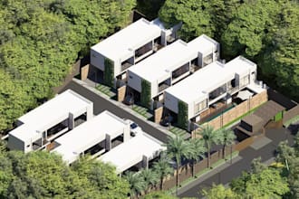 render community site plan,residential real estate rendering, streetscape design