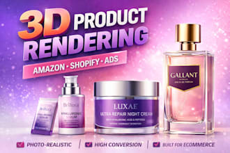 design 3d product rendering, mockup, packaging design for ecommerce brands