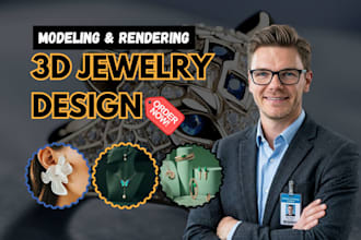 do 3d jewelry cad design, molding ready jewelry for printing and rendering