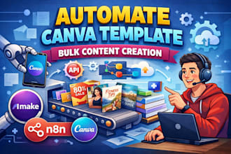 do automation canva template for bulk content creation using make,n8n,canva api