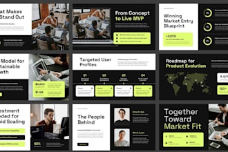 create investor pitch deck design, startup presentation, seed funding slides