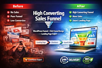 design wordpress sales funnel, click funnel and landing page