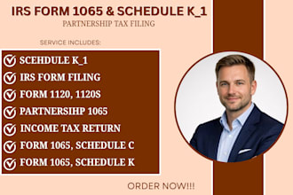 prepare irs form 1065 schedule k1 1120, 5472, fbar 1040 schedule c US tax return