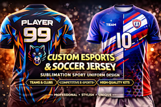 do custom esports and soccer jersey sublimation sport uniform design service