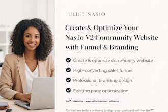create and optimize your nas io v2 community website with funnel and branding