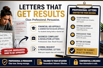 write financial aid appeal, business complaint, and formal request letters