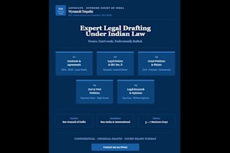 draft legal notices, contracts, petitions and conduct legal research