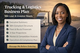 write a trucking business plan for sba loan, hotshot or fleet funding