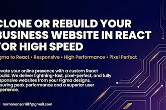 clone or rebuild your business website in react for high speed
