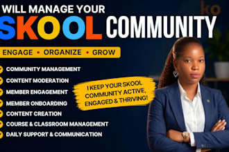 manage skool community organize skool courses skool classroom and engagement