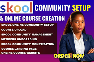 setup skool course development skool online community management and automation