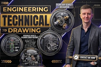 do 2d and 3d engineering drawings, mechanical drawings, technical drawing