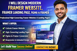 design modern framer website, framer landing page, figma to framer