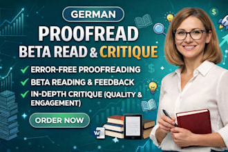 professionally proofread, beta read, ebook,and critique your german ebook,