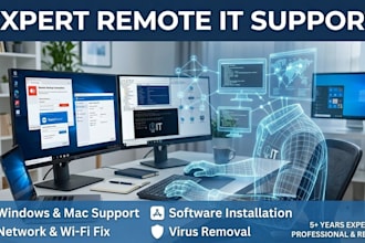 provide remote IT support, fix windows, network issues