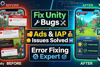 fix unity game bugs, errors, ads and in app purchase issues