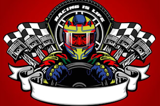 create high quality custom racing car logo with t shirt design
