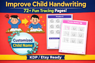 create custom number and alphabet tracing worksheets for KDP and etsy