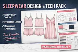 do clothing tech packs fashion design, tech pack virtual assistant for new brand