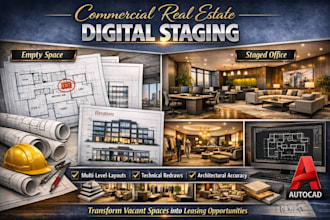 create virtual staging for office shop and commercial interiors