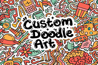 create custom hand drawn doodle illustration for brands, websites and stickers
