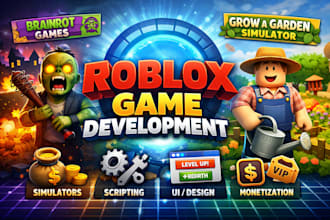 create full roblox game creation, brainrot game, grow a garden or simulator game