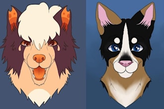 custom furry headshot furry profile picture furry avatar furry pfp furry head oc
