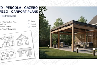design shed pergola gazebo and carport plans for permit and construction