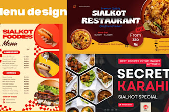 design restaurant menu, food banner, social media post