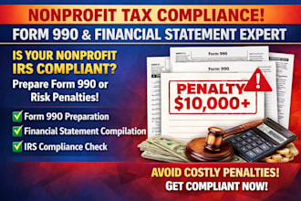 prepare nonprofit tax return form 990 and financial statement compilation