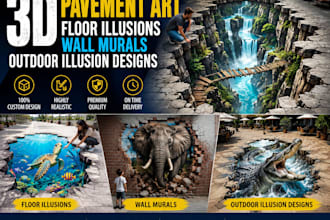 create 3d pavement art, floor illusions, wall murals, outdoor illusion designs