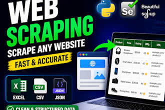 do web scraping using python, selenium or beautifulsoup